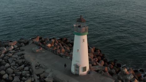 Aerial-view-of-Walton-Light-House,-Santa-Cruz-California,-Highway-1