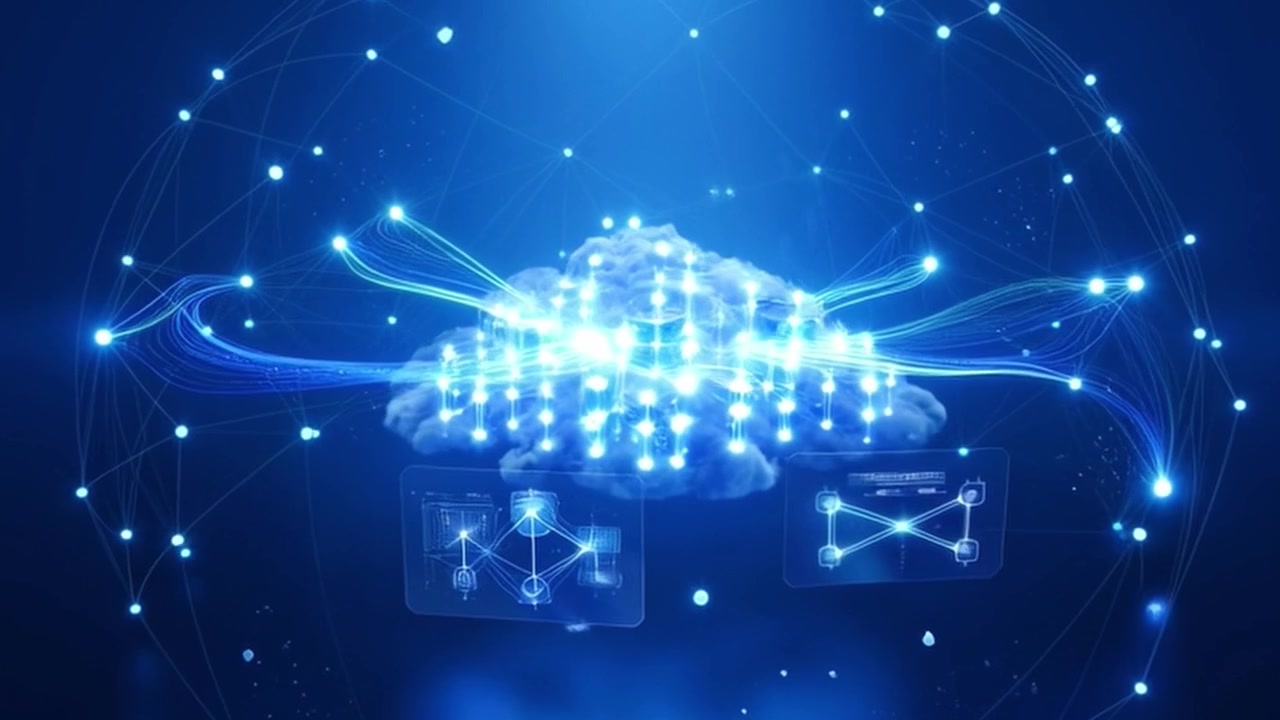 Digital Cloud Computing Network with Data Flow Visualization