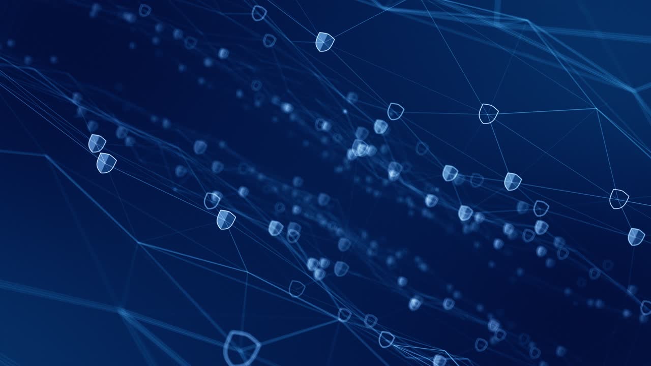 gráfico de movimiento del icono de seguridad azul conexión de red concepto de fondo abstracto video de bucle sin costuras