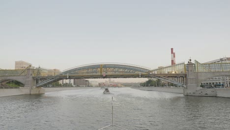 moscow river bridge at sunset