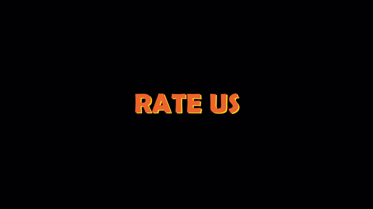 Animated 'Rate Us' Text on Black Background