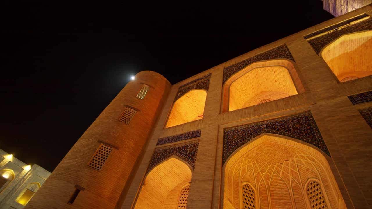 Bukhara old city night time Mir Arab Madrassa near Mosque Poi Kalyan Minaret Uzbekistan Silk road, Night time lights 22