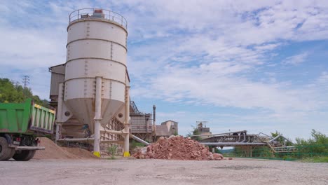 stone processing factory with steel bulk storage silo, czech republic