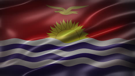 the flag of republic of kiribati, full frame, front view, glossy, fluttering, elegant silky texture, waving in the wind, realistic 4k cg animation, sleek, movie-like look, seamless loop-able