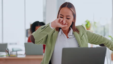 Laptop,-exhausted-and-a-business-asian-woman