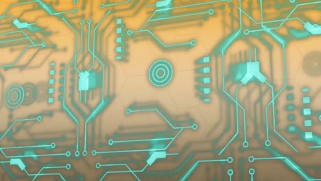 animación de conexiones y procesamiento de datos a través de placas de circuitos