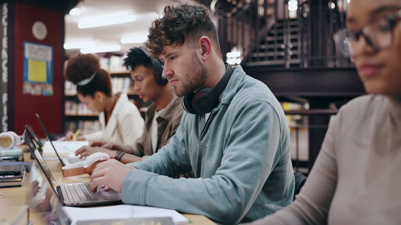 Students Studying in a Library