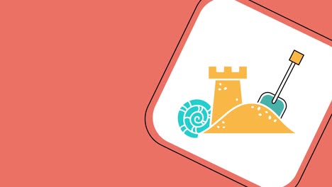 el video en 4k de los dibujos animados del castillo de arena con la pala.