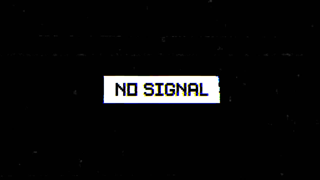 No Signal Text with Glitch and Static Effect