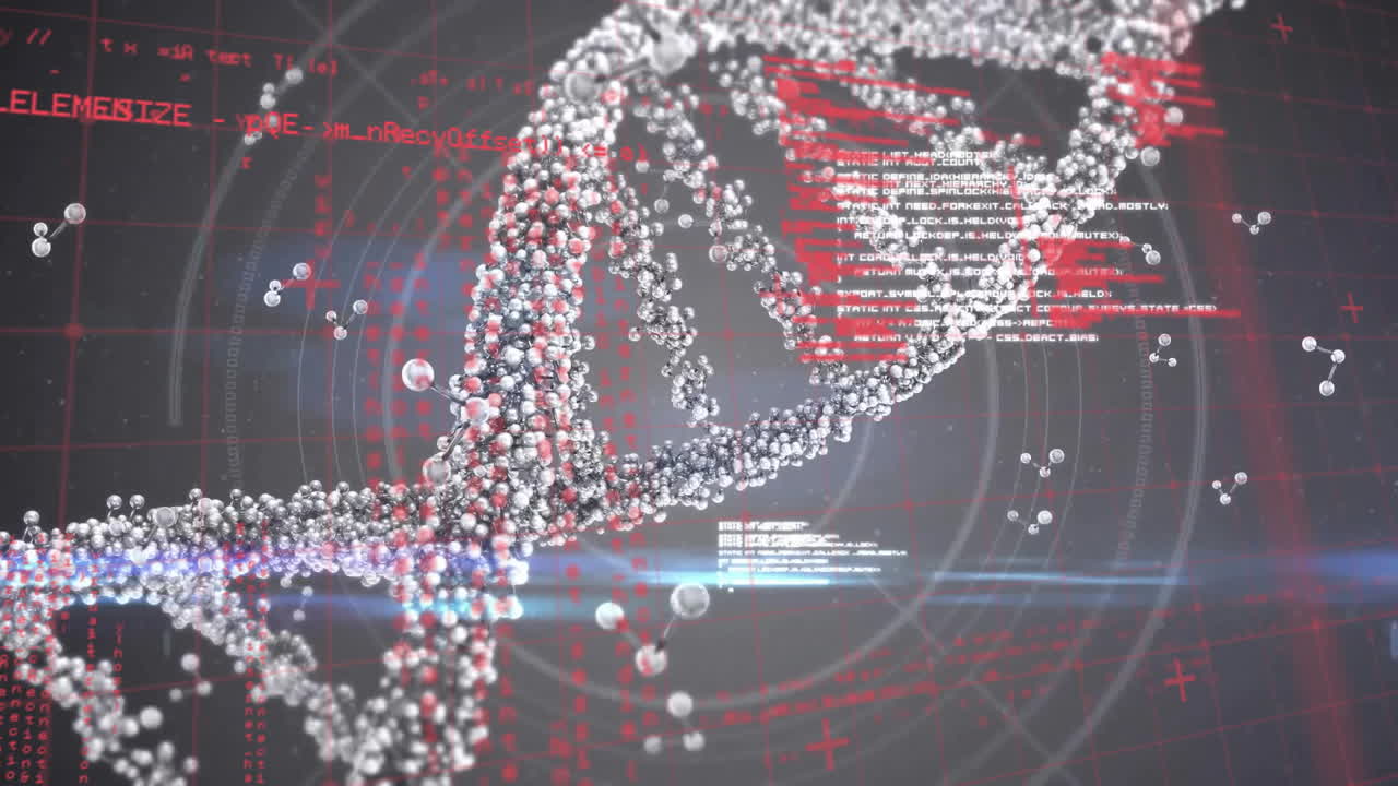 dna 가닥에 대한 데이터 처리의 애니메이션