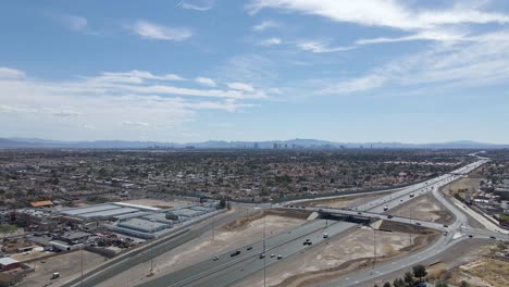 flawless aerial shot of a las vegas suburb, summerlin area ,with urban freeway loop