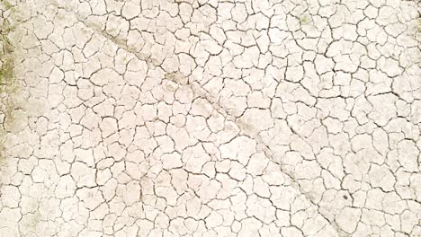 top-down footage of a barren, drought-stricken field due to climate change, showing the devastating impact of global warming