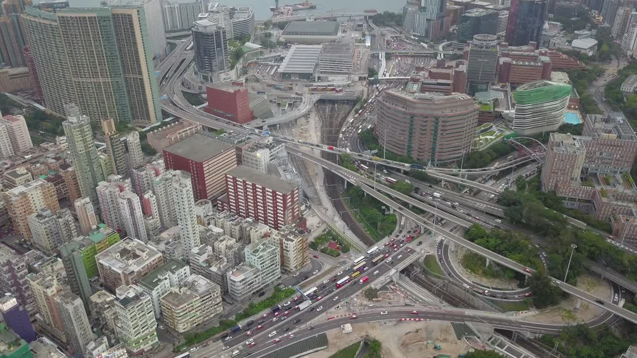 imagen aérea del distrito de kowloon en hong kong