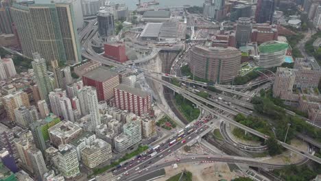 aerial view footage of kowloon district in hong kong