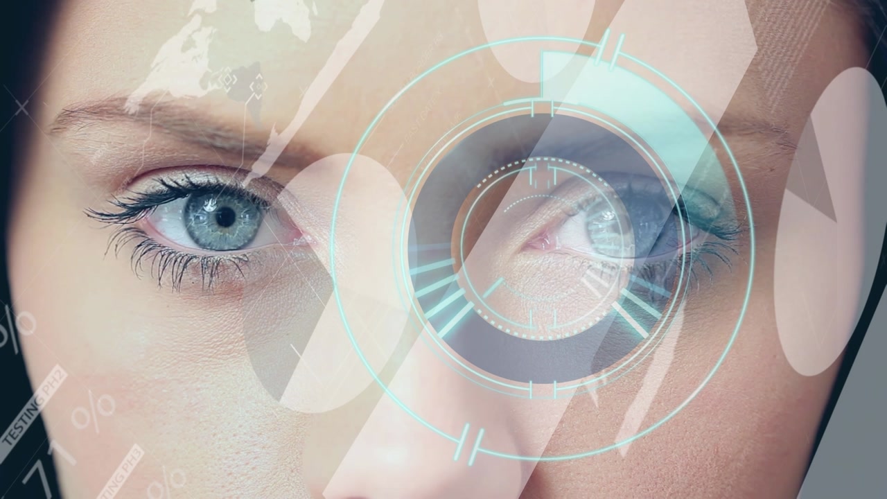 Animation of scope scanning and data processing over eyes