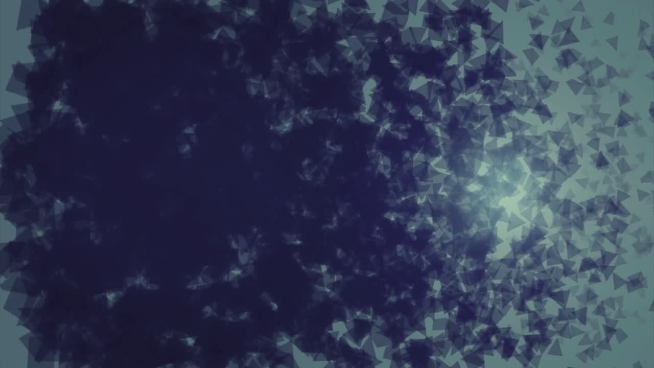 Triangoli geometrici astratti che si dissolvono e rivelano un bagliore luminoso