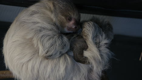 mother sloth cradling baby sloth