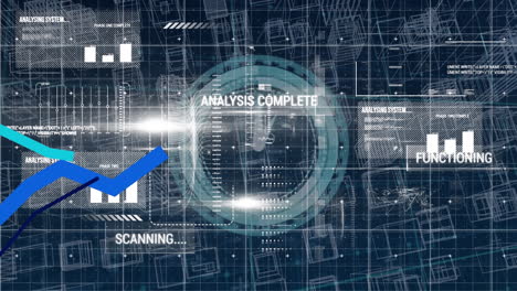 animation of data processing over clock and city