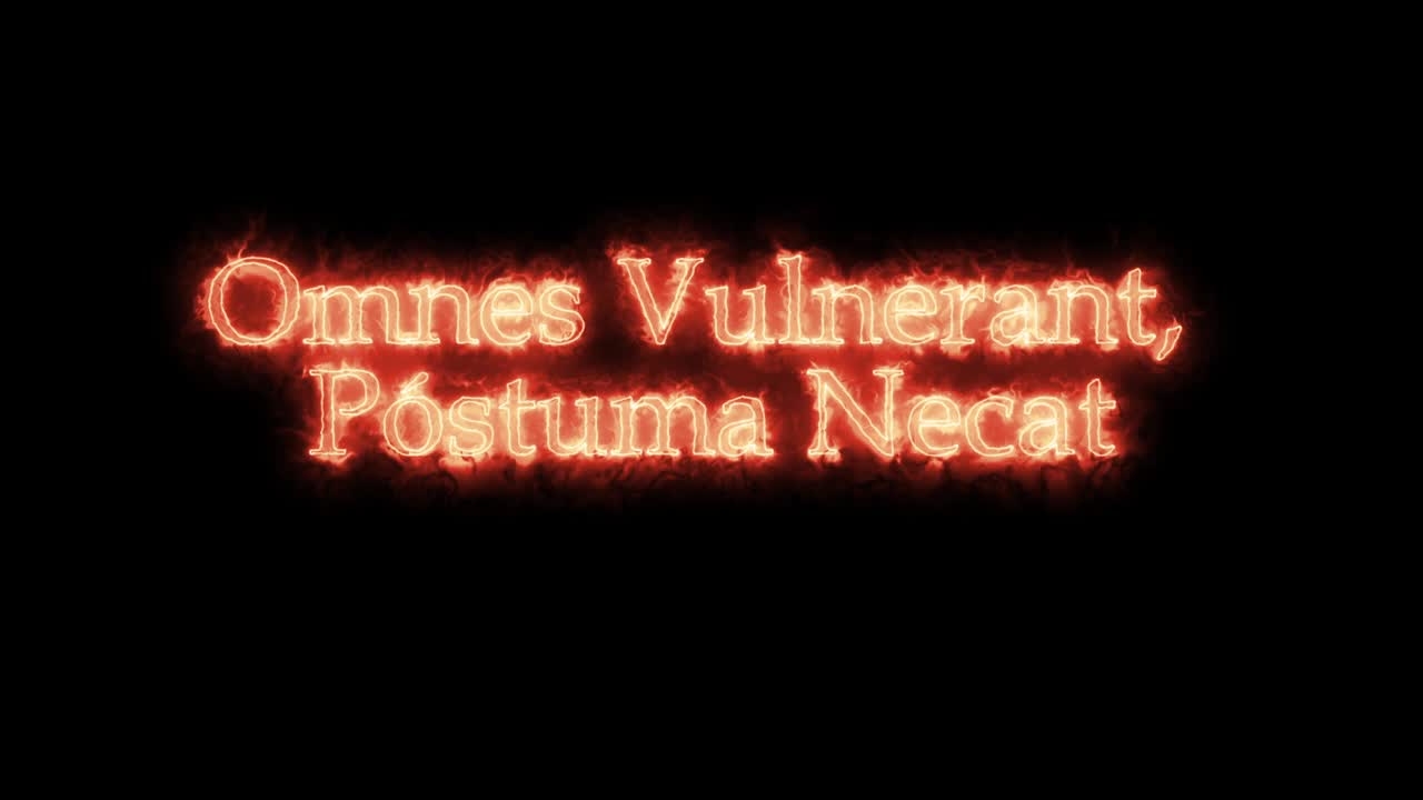 omnes vulnerant, postuma necat escrito con fuego. bucle