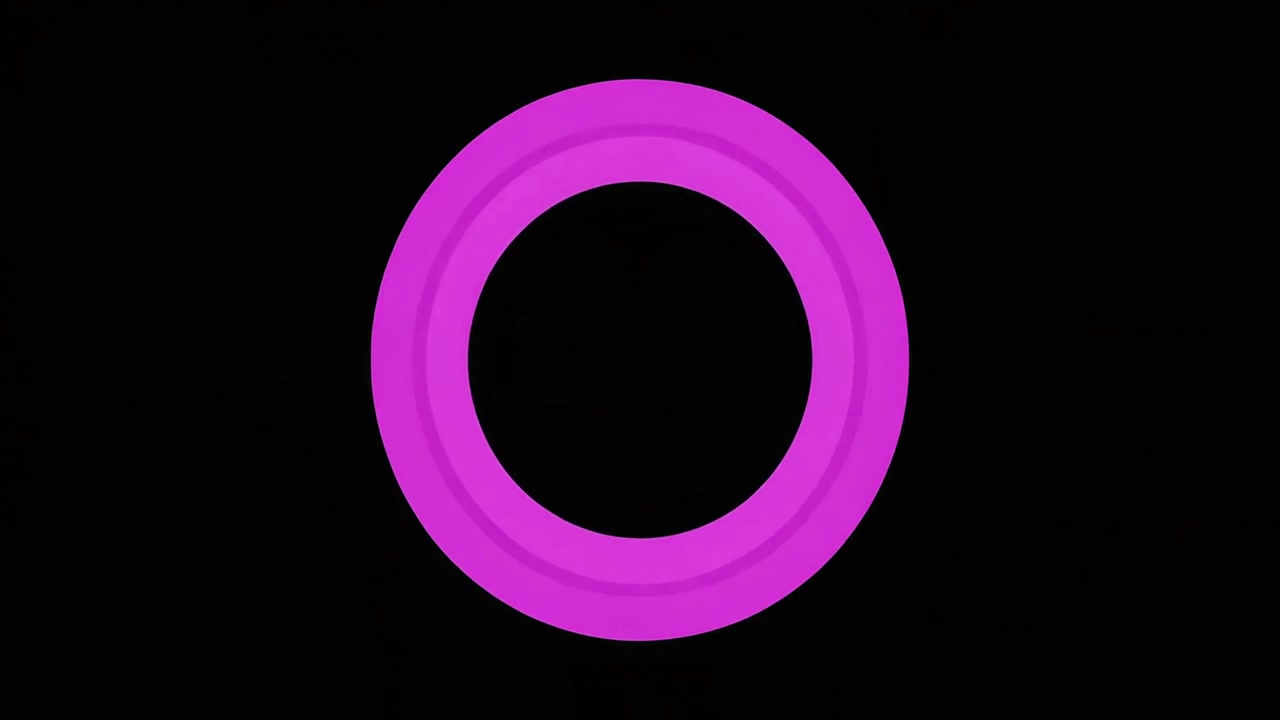Animazione di morphing di un cerchio viola astratto su sfondo nero