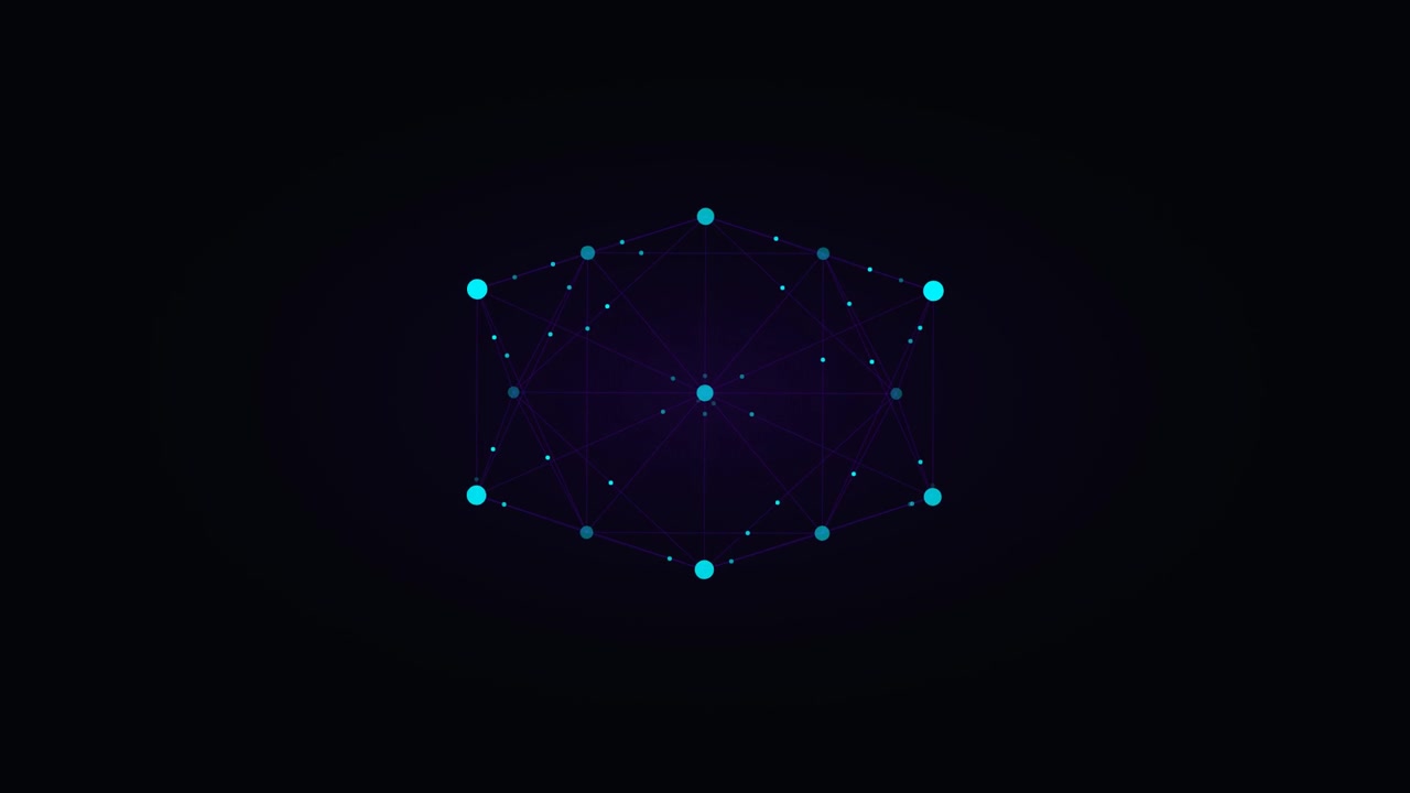 Abstract Geometric Network Structure Rotating in Dark Space