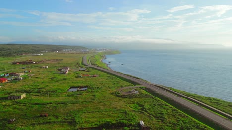 coastal rural landscape with road and houses