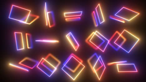 abstract neon ultraviolet square outline shapes rotate reflections - 4k seamless vj loop motion background animation