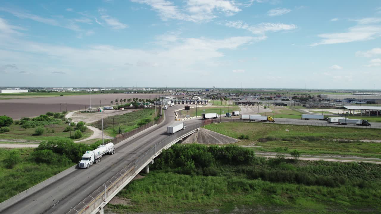 International Border: Aerial View of Crossing Point in Tamaulipas, Mexico