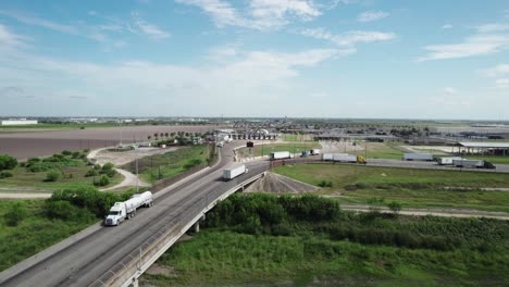 international border: aerial view of crossing point in tamaulipas, mexico