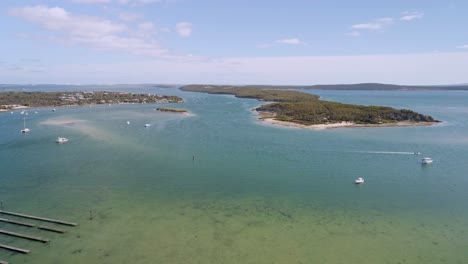 Beautiful-Coffin-Bay-aerial-with-yachts-and-turquoise-ocean,-Eyre-Peninsula,-South-Australia