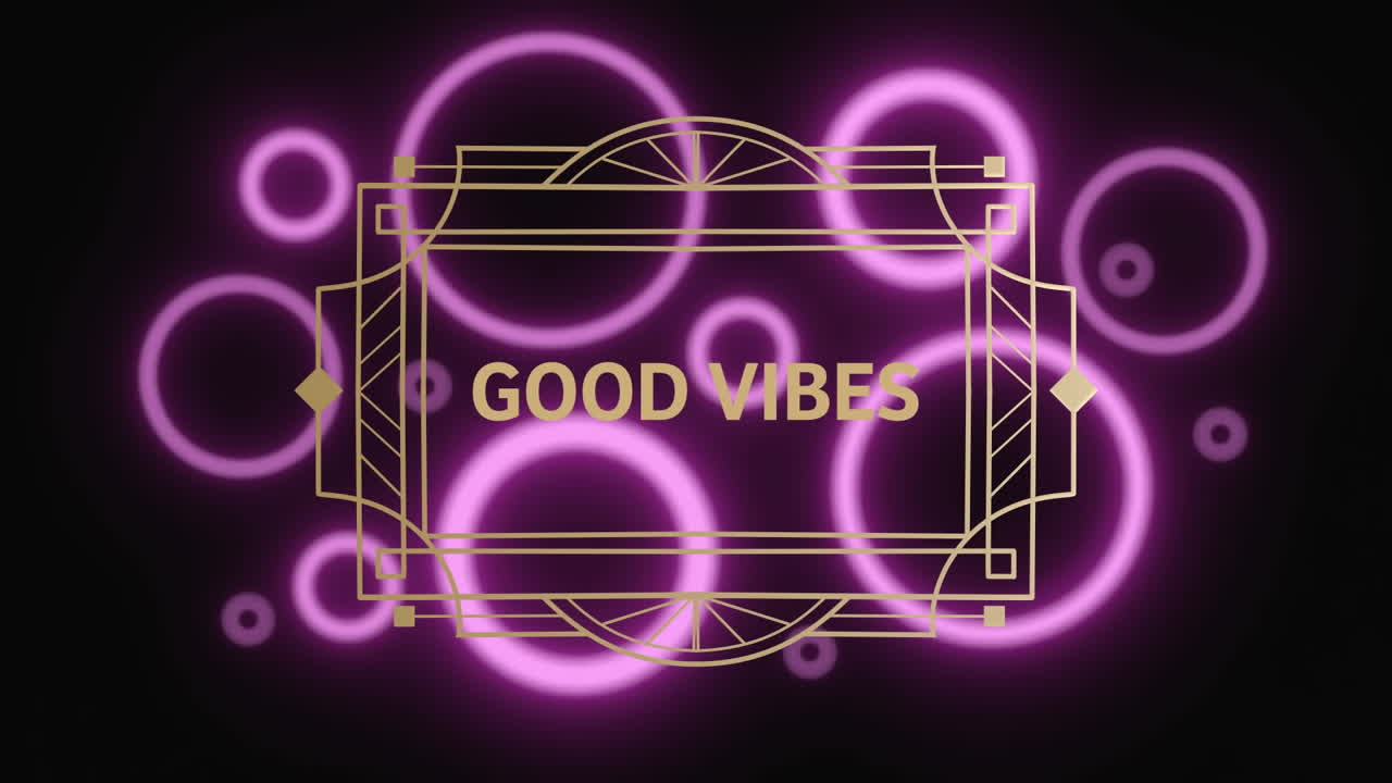 Animation of vibes text on black background