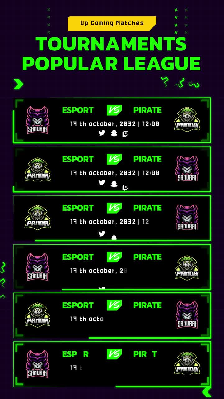 Animated Display of Upcoming Esports Tournament Matches | Premium Stock ...