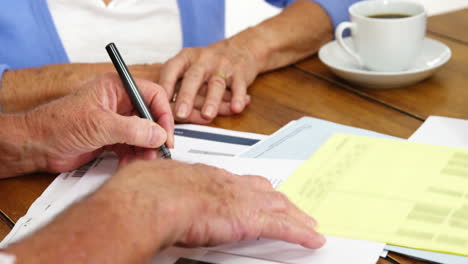 mature couple filling in some formal documents