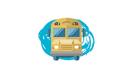 Animación-Del-Icono-Del-Autobús-Escolar-Moviéndose-Sobre-Fondo-Blanco