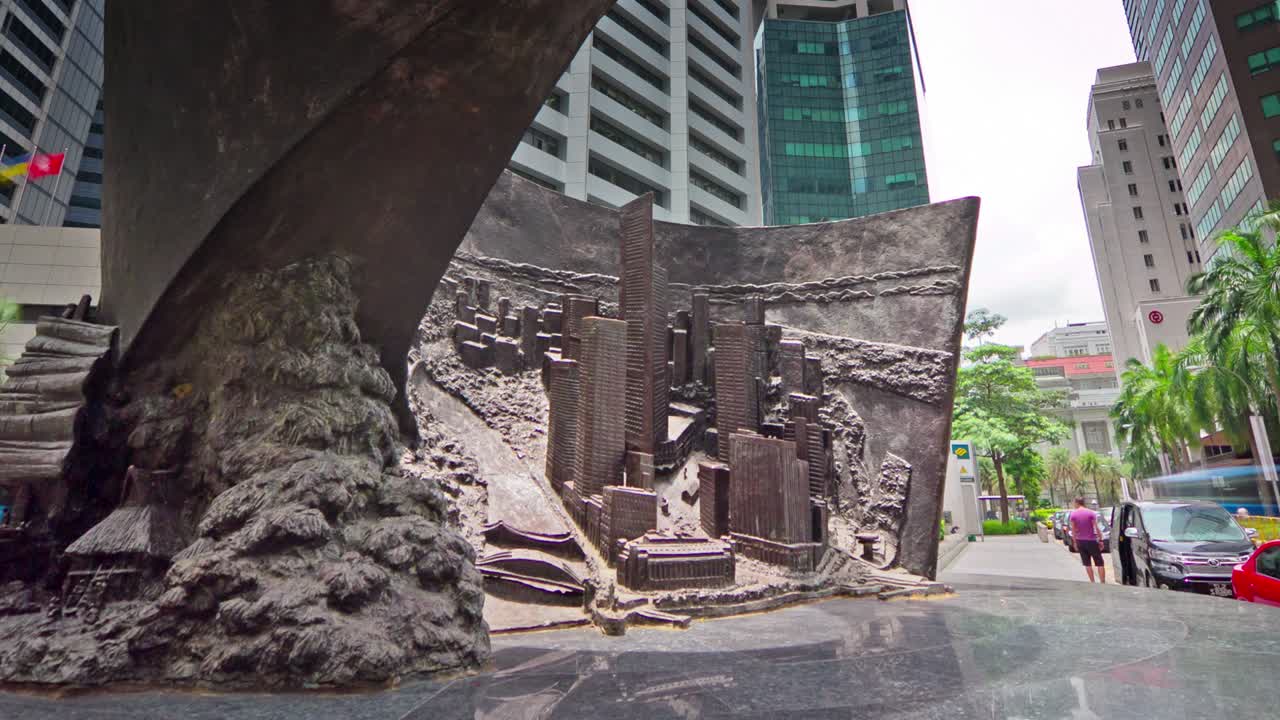 luz del día ciudad de singapur famoso monumento vista de la calle 4k timelapse