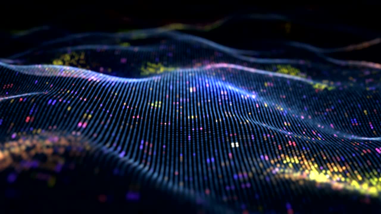 red neuronal virtual brillante abstracta. codificación futurista o concepto de inteligencia artificial. bucle sin costuras animación 3d renderizada con dof 4k