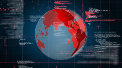rotating globe with computer codes