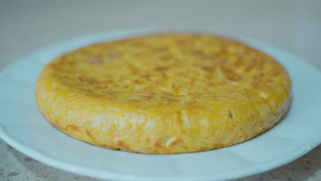 spanish potato omelette on a plate. close up