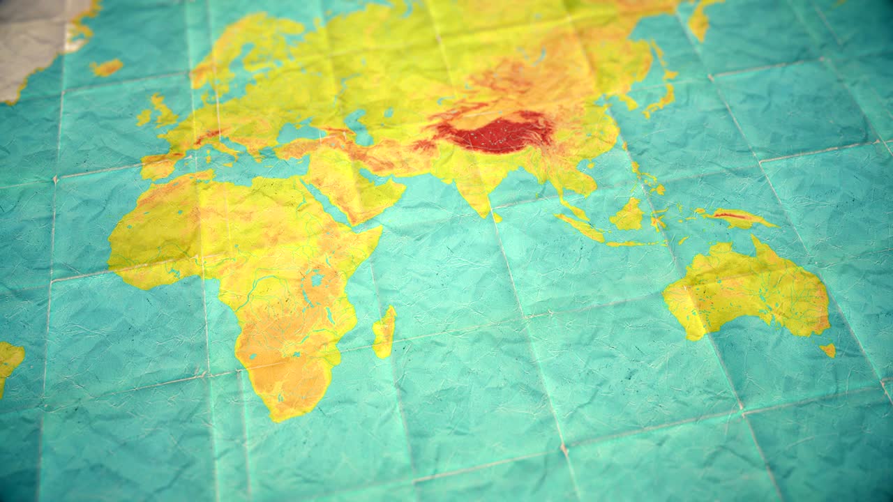 mapa del mundo de colores vintage apagados - fondo de bucle sin costuras - versión en blanco