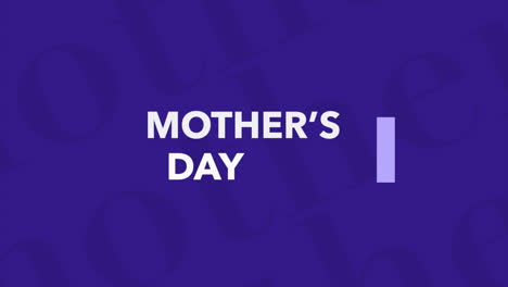 animation text mothers day on blue fashion and minimalism background