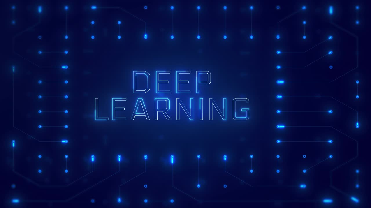 Deep Learning Concept on Futuristic Blue Circuit Board