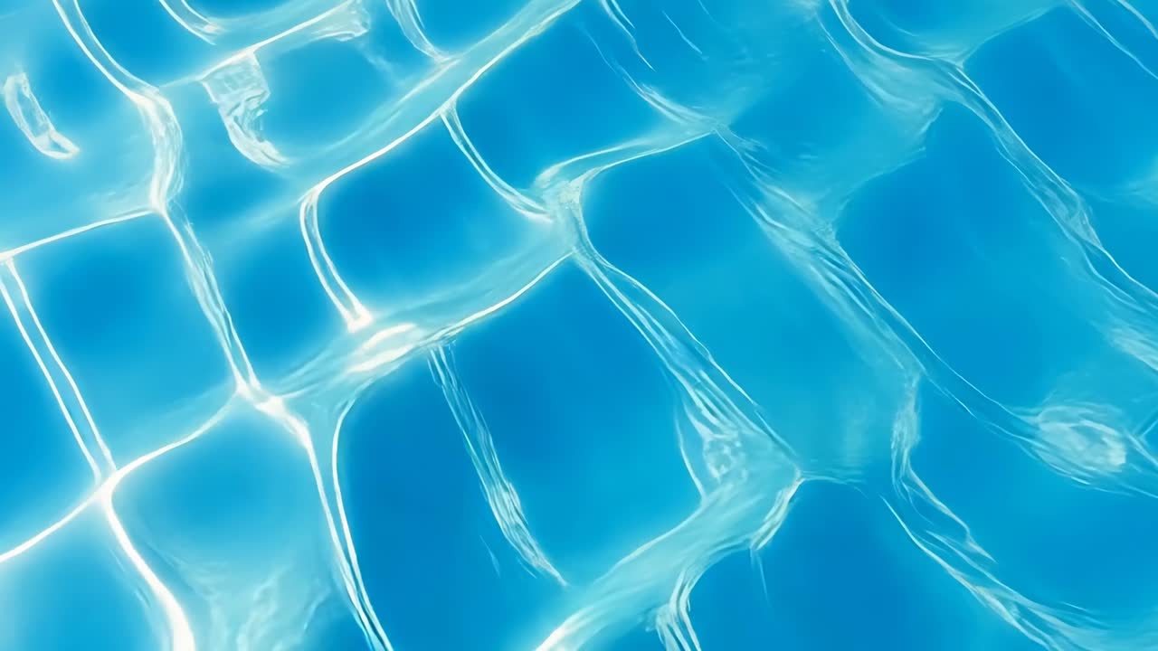 Abstract video of sunlight reflecting on clear blue water, captured from a top-down angle