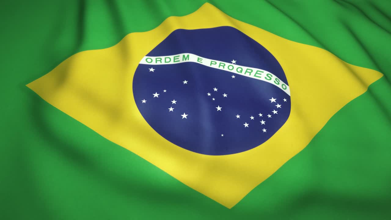agitando una bandera brasileña realista en 4k, animación en bucle