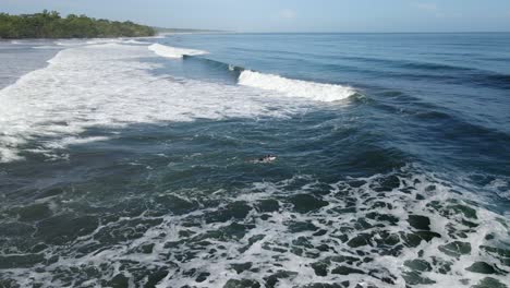 surfer finding a wave in paradise