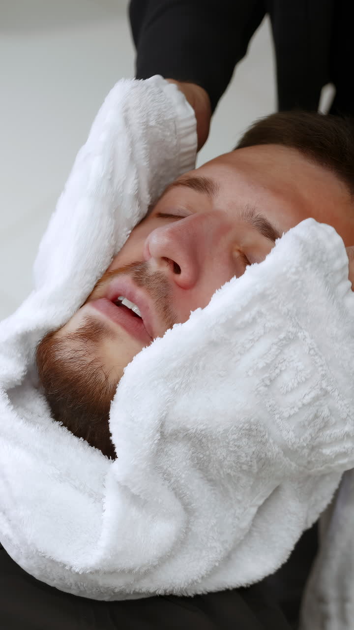 Man relaxing with facial massage