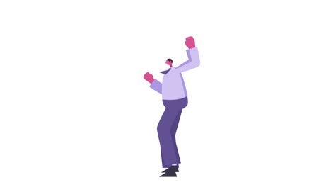 flat design cute fat man character happy jumping isolated loop 2d animation