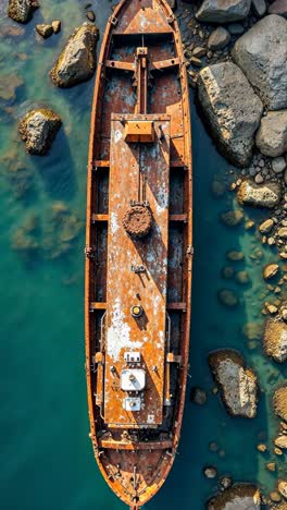 rusty shipwreck in coastal waters