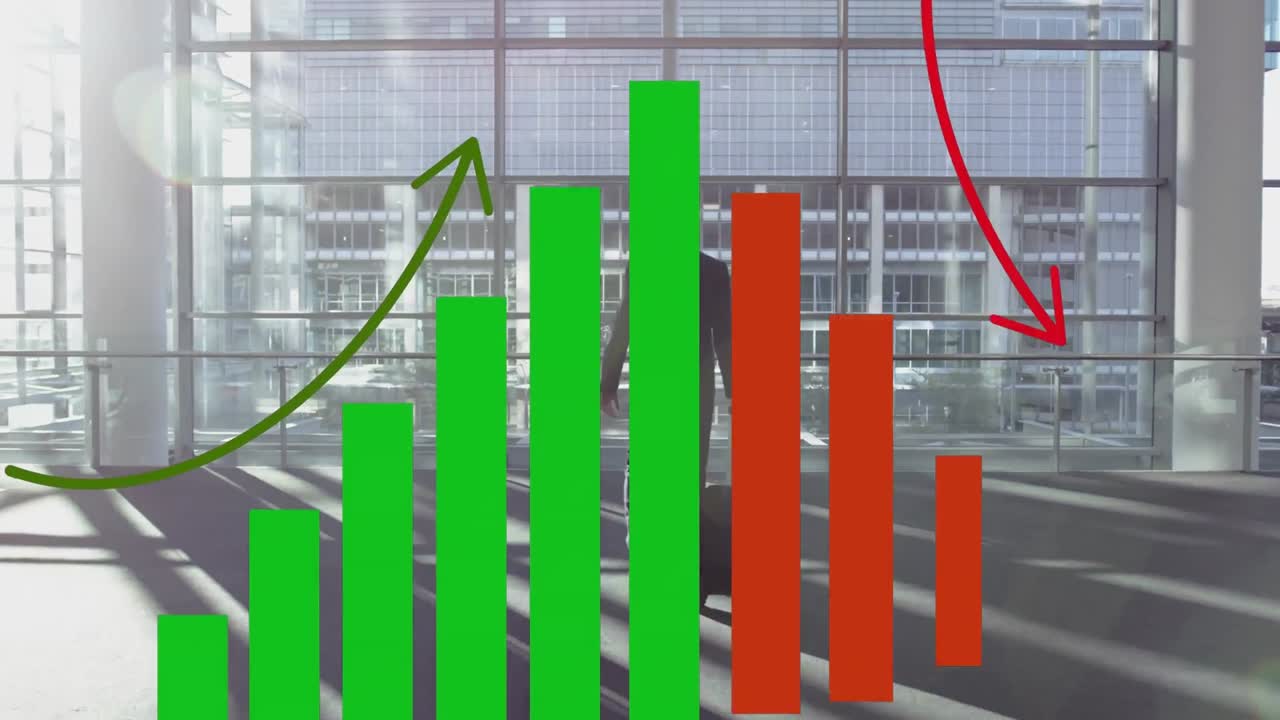 Animation of graph over caucasian businessman