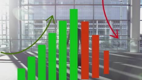 animación de gráfico sobre el hombre de negocios caucásico