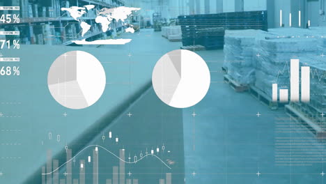 composición digital del procesamiento de datos estadísticos en comparación con el almacén en segundo plano